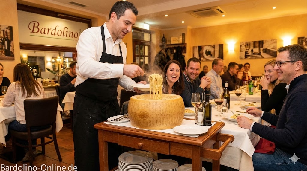 Pasta im Parmesanlaib