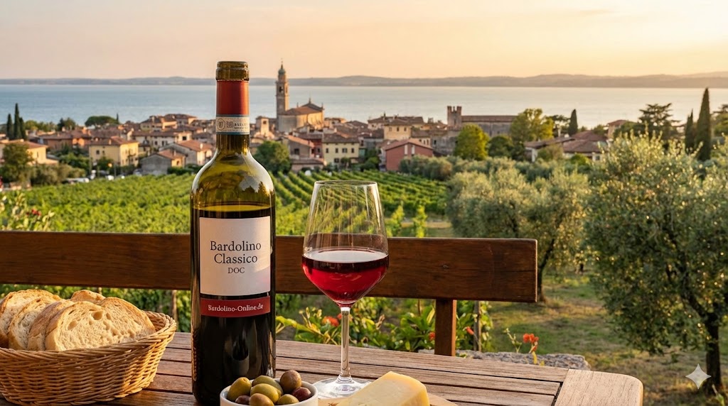 Bardolino Classico Flasche und Glas